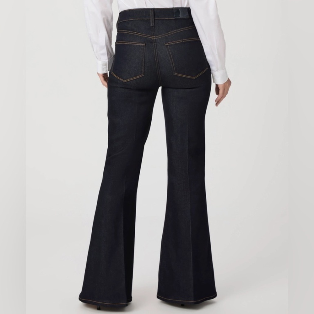 Paige Women’s Charlie Flare Jean High Rise Kira Dark Blue Wide Jean 28 - Picture 5 of 12